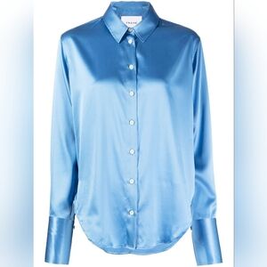 Nwt FRAME Silk Blouse Blue Satin Xl